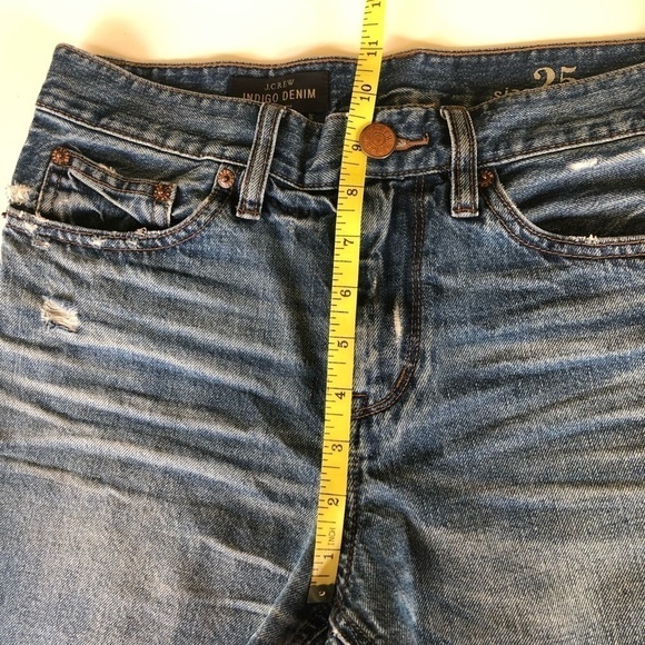 J.Crew Indigo Denim Ripped Distressed Raw Hem Jeans Shorts Size 25 - Picture 11 of 11